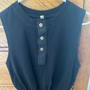 Free people black sleeveless Henley bodysuit